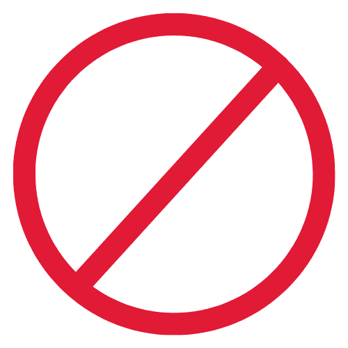 Red prohibition symbol indicating no entry or restriction, set against a light background.