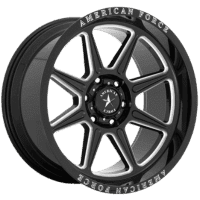 High-performance American Force alloy wheel featuring a sleek black and silver design, ideal for enhancing vehicle aesthetics and improving driving performance.