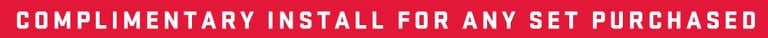 Text on a vibrant red background promoting a complimentary installation service for any set purchased. Ideal for marketing promotions in retail or service industries.