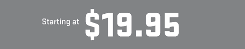 Text advertising a starting price of $19.95 on a gray background, promoting affordability.