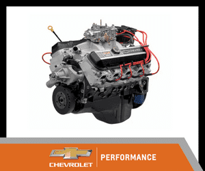 Chevrolet performance engine with red ignition wires, showcasing high-performance features and design.