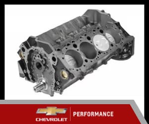 Chevrolet performance engine block showcasing a high-performance design, suitable for automotive enthusiasts and customization projects.