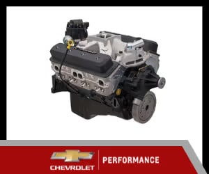 Chevrolet performance engine featuring a black and silver design, showcasing advanced engineering for high-performance applications. Ideal for automotive enthusiasts seeking powerful upgrades for their vehicles.