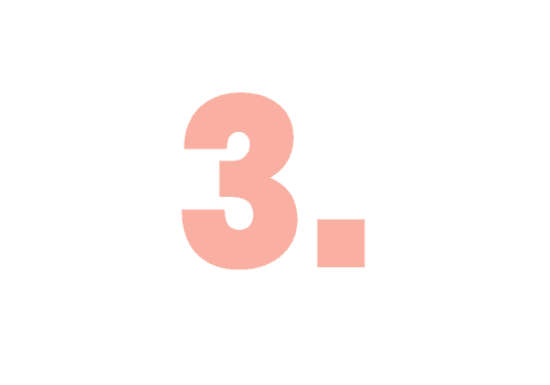 Bold number three in a soft peach color on a white background, symbolizing a step or point in a process.