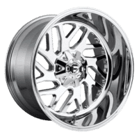 High-quality chrome alloy wheel showcasing a modern design with multiple spokes, suitable for enhancing vehicle aesthetics and performance.