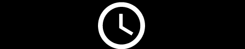 Simple black and white clock icon with an hour and minute hand, representing time management and punctuality.