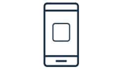 Icon of a smartphone with a centered screen outline, representing mobile technology and digital interaction.
