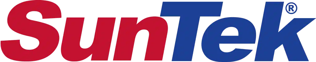 SunTek logo featuring bold red and blue letters, representing quality window film and automotive accessories.